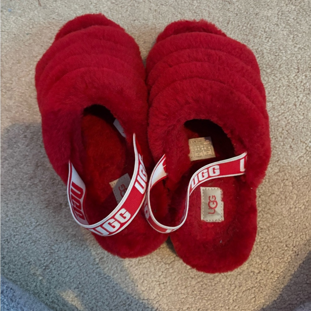 UGG Red Cozy Slippers size 8